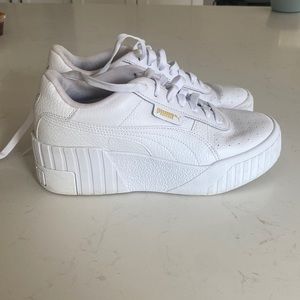 White Puma Cali wedge shoes